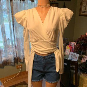 White Puffy Sleeve Top